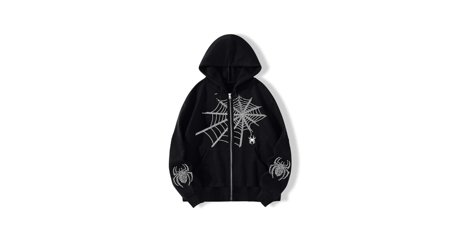 Y2k Spider Web Zip Up Hoodies Cool Graphic Print Oversized